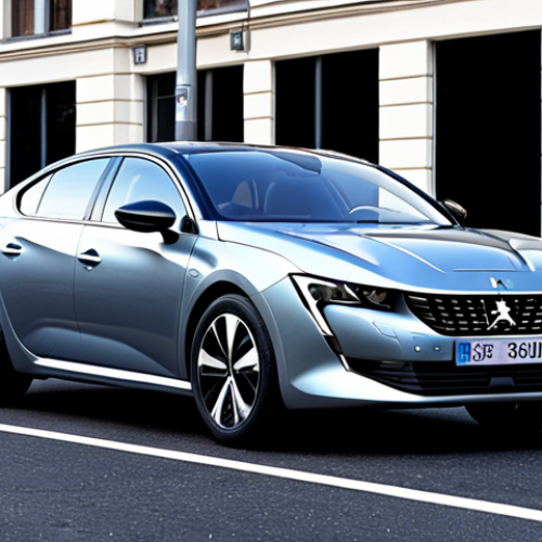Home 4 Peugeot 508 Plug-in Hybrid - Style and Performance**
Prompt: A sleek Peugeot 508 plug-in hybrid car with aggressive lines, parked in a modern city setting. Emphasize the car's stylish design.
**