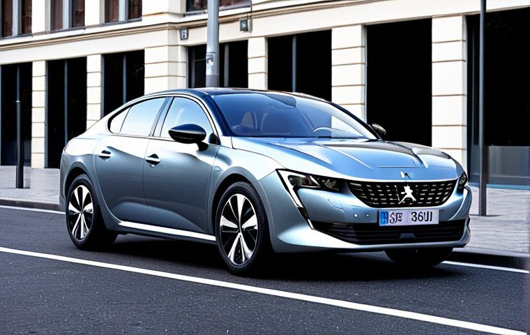 Peugeot 508 Plug-in Hybrid - Style and Performance**
Prompt: A sleek Peugeot 508 plug-in hybrid car with aggressive lines, parked in a modern city setting. Emphasize the car's stylish design.
**